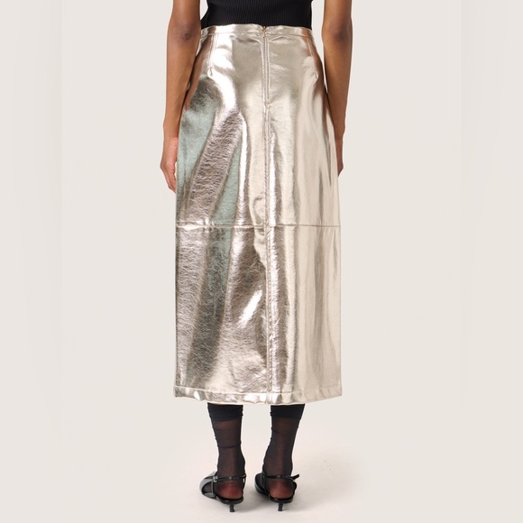 Soaked Danila Metallic Gold Midi Vegan Leather Skirt - Picture 4 of 10